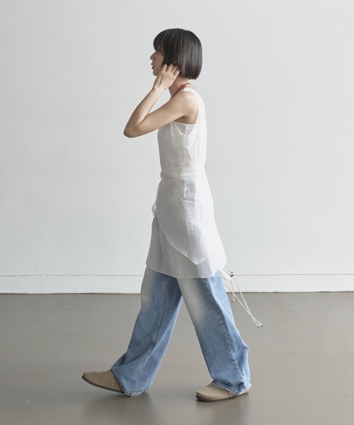 UNE MANSION(ユヌマンション)の「2WAY仕様スカーフ&ラップスカートSETイブニングビスチェレイヤードシースルーワンピース(ワンピース・レディース・ブラウン/チャコール/アイボリー・FREE)」の15枚目の写真