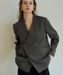 LE'RURE（リルアー）の「Melange collarless jacket（ノーカラージャケット）」