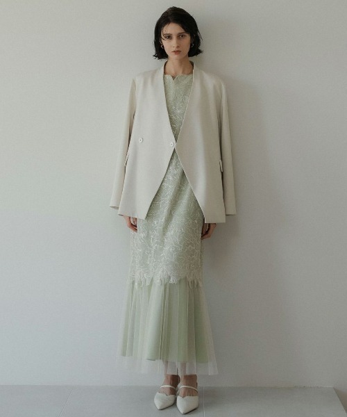 Wi 　LE’RURE Melange collarless ジャケット Melange collarless jacket（ノーカラージャケット）｜LE'RURE
