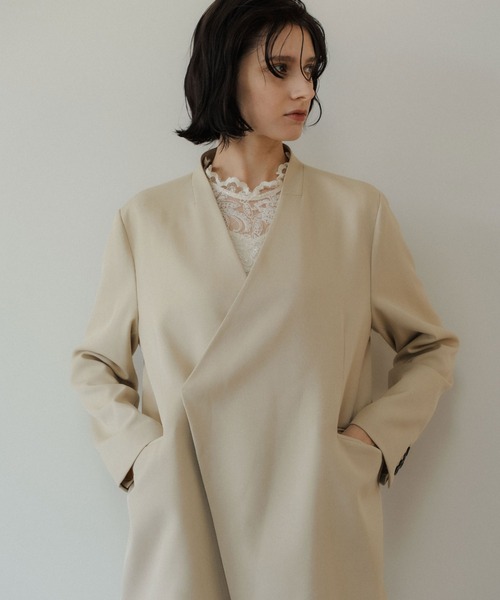 LE'RURE(リルアー)の「Melange collarless jacket(ノーカラージャケット・レディース・アイボリー/ブラック/チャコール/イエロー系・MEDIUM)」の10枚目の写真