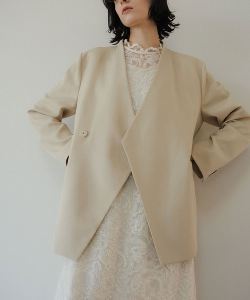 Wi 　LE’RURE Melange collarless ジャケット Melange collarless jacket（ノーカラージャケット）｜LE'RURE