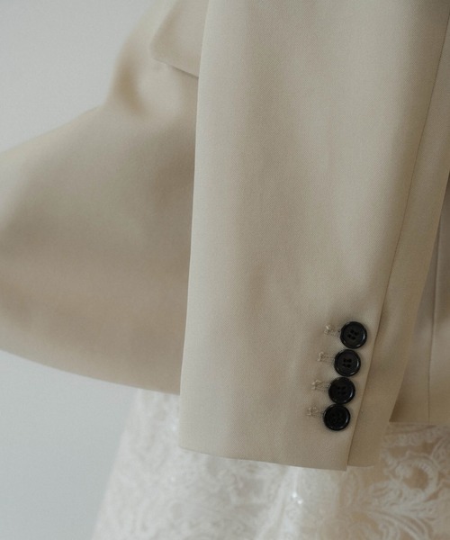 LE'RURE(リルアー)の「Melange collarless jacket(ノーカラージャケット・レディース・アイボリー/ブラック/チャコール/イエロー系・MEDIUM)」の16枚目の写真