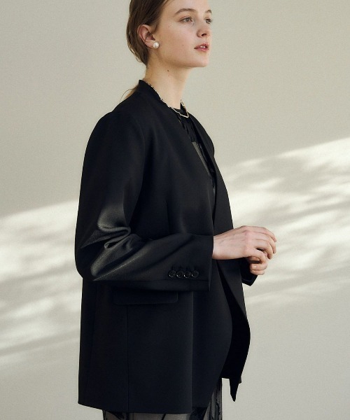 LE’RURE リルアー Melange collarless jacket Melange collarless jacket（ノーカラージャケット）｜LE'RURE