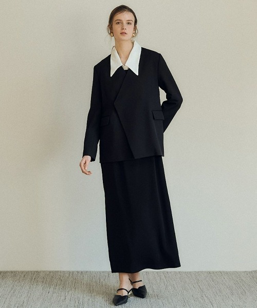 Wi 　LE’RURE Melange collarless ジャケット Melange collarless jacket（ノーカラージャケット）｜LE'RURE