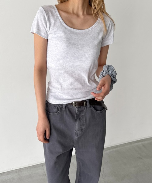 CANAL JEAN(キャナルジーン)の「El mar コットンラウンドネックTシャツ(Tシャツ/カットソー・レディース・ネイビー/ホワイト/ブラック/レッド/グレー/アッシュ/ブラウン/チャコールグレー・ONE SIZE)」の1枚目の写真