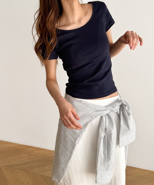 CANAL JEAN(キャナルジーン)の「El mar コットンラウンドネックTシャツ(Tシャツ/カットソー・レディース・ネイビー/ホワイト/ブラック/レッド・ONE SIZE)」の5枚目の写真