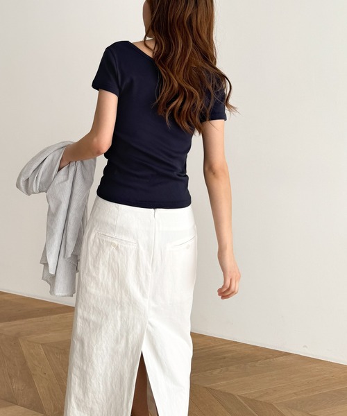 CANAL JEAN(キャナルジーン)の「El mar コットンラウンドネックTシャツ(Tシャツ/カットソー・レディース・ネイビー/ホワイト/ブラック/レッド・ONE SIZE)」の6枚目の写真