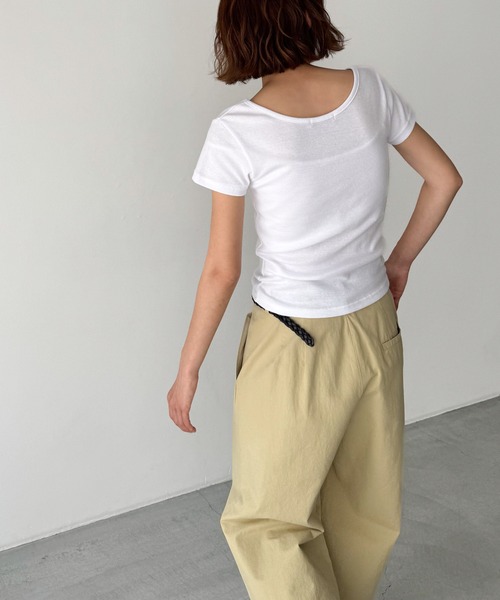 CANAL JEAN(キャナルジーン)の「El mar コットンラウンドネックTシャツ(Tシャツ/カットソー・レディース・ネイビー/ホワイト/ブラック/レッド・ONE SIZE)」の9枚目の写真