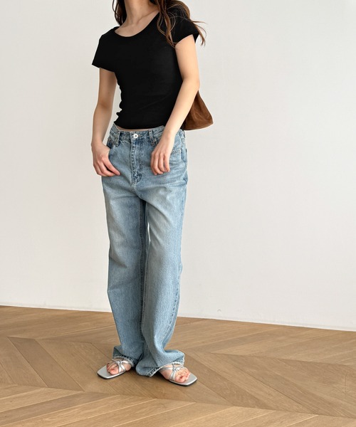 CANAL JEAN(キャナルジーン)の「El mar コットンラウンドネックTシャツ(Tシャツ/カットソー・レディース・ネイビー/ホワイト/ブラック/レッド・ONE SIZE)」の13枚目の写真