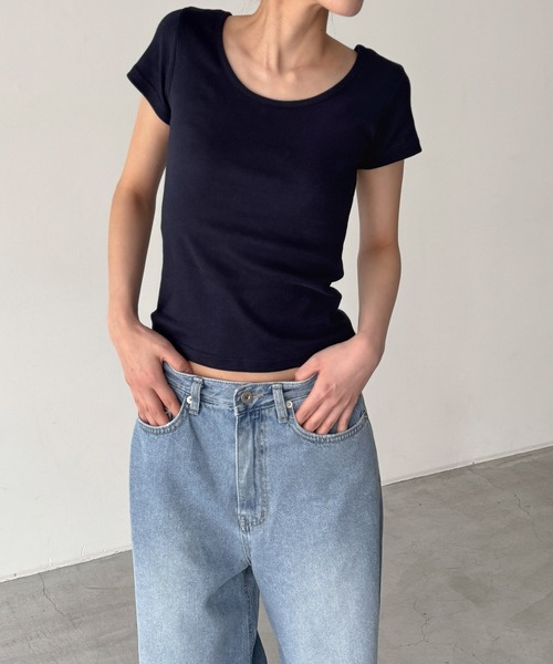 CANAL JEAN(キャナルジーン)の「El mar コットンラウンドネックTシャツ(Tシャツ/カットソー・レディース・ネイビー/ホワイト/ブラック/レッド/グレー/アッシュ/ブラウン/チャコールグレー・ONE SIZE)」の15枚目の写真