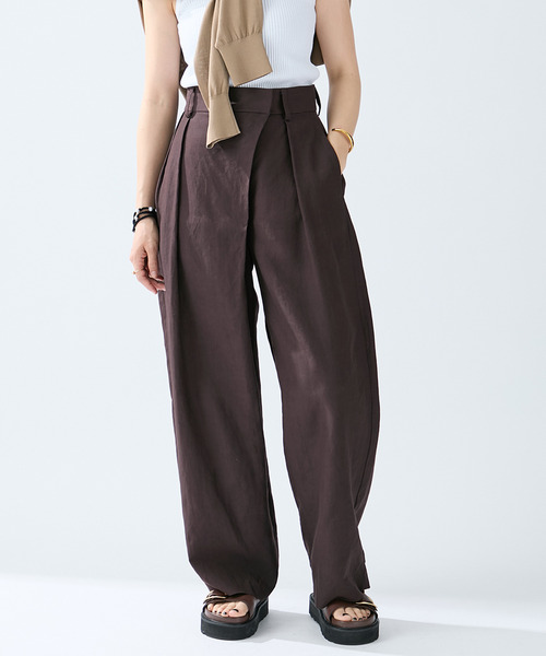 VERMEIL par iena ダブルクロスタックテーパードパンツ36 黒 VERMEIL par iena - VERMEIL par iena ダブルクロスタック