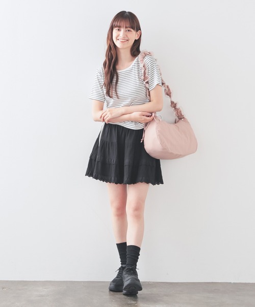 Honeys（ハニーズ）の「シアーギャザーショルダー（ショルダーバッグ・レディース・ピンク/ライトグレー/アイボリー/ブラック/サックスブルー系・FREE）」の8枚目の写真