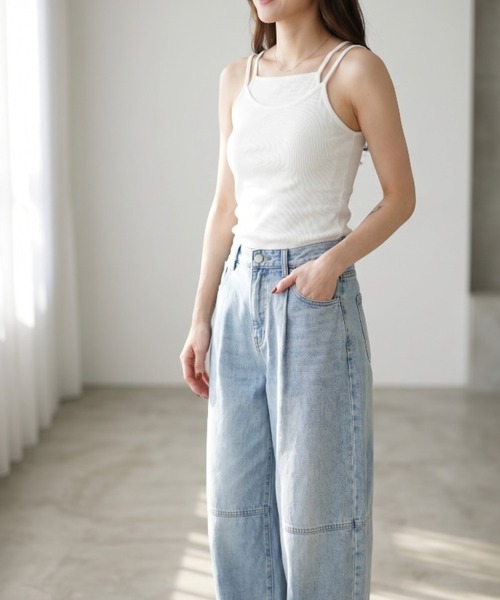 Per sist ence(パーシエンス)の「テレコレイヤード風キャミソール/カップ付き(キャミソール・レディース・イエロー/ブラック/ブラウン/オフホワイト・ONE SIZE)」の16枚目の写真