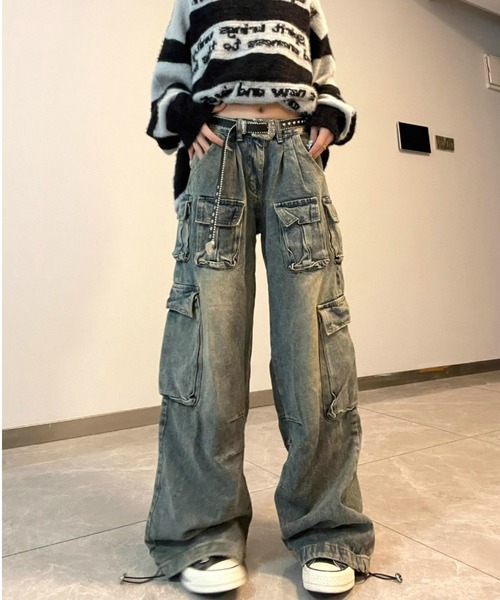REBALANCE(リバランス)の「デニムカーゴパンツ(カーゴパンツ・レディース・A・LARGE/MEDIUM)」の1枚目の写真
