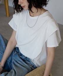 each | ラッフルフリルスリーブコンパクトTシャツ(Tシャツ/カットソー)