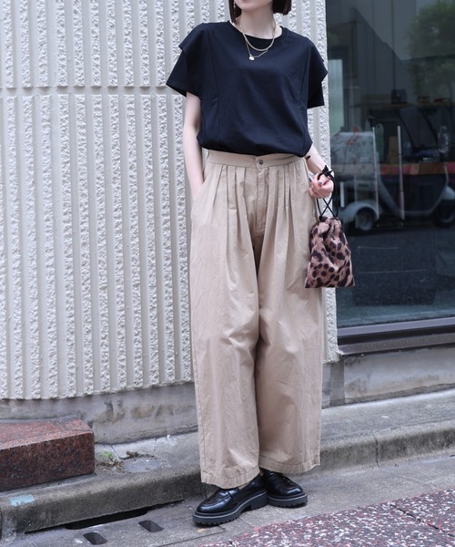 24209R フリーサイズ ラッフル　フリル　スリーブ　Tシャツ　カットソー セール】ラッフルフリルスリーブコンパクトTシャツ（Tシャツ