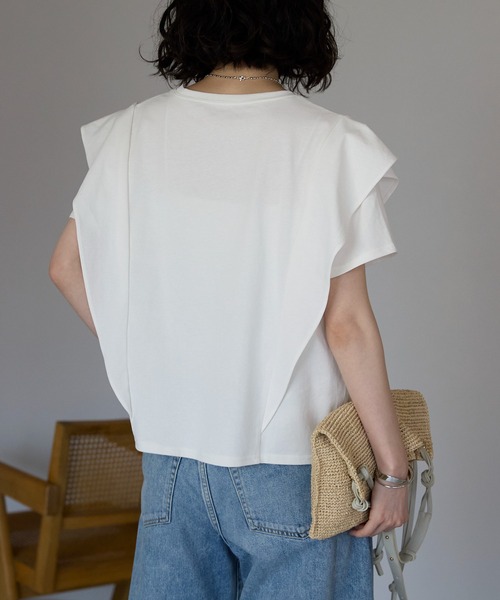 セール】ラッフルフリルスリーブコンパクトTシャツ（Tシャツ