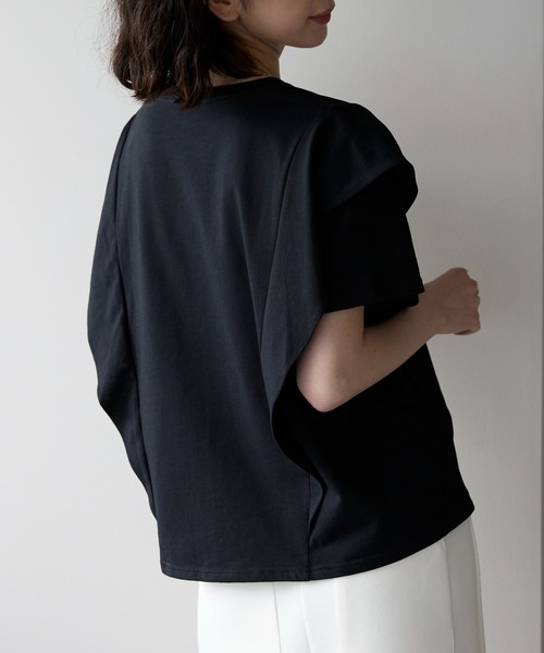 フリルスリーブカットソー フリルスリーブTシャツ