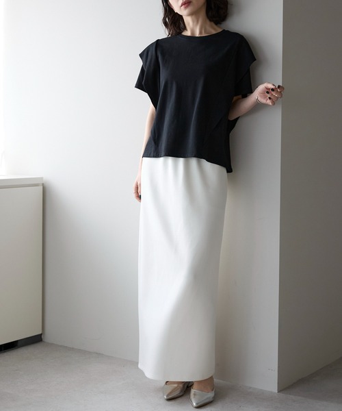 each（イーチ）の「ラッフルフリルスリーブコンパクトTシャツ（Tシャツ/カットソー・レディース・ホワイト/ブラック・FREE）」の20枚目の写真