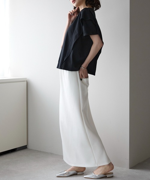 each（イーチ）の「ラッフルフリルスリーブコンパクトTシャツ（Tシャツ/カットソー・レディース・ホワイト/ブラック・FREE）」の19枚目の写真