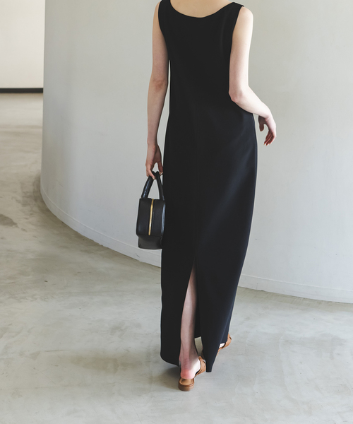 【NOBLE】ニットライクジョーゼット2wayワンピース☆ネイビー36 ノーブル NOBLE 《追加》ニットライクジョーゼット2way