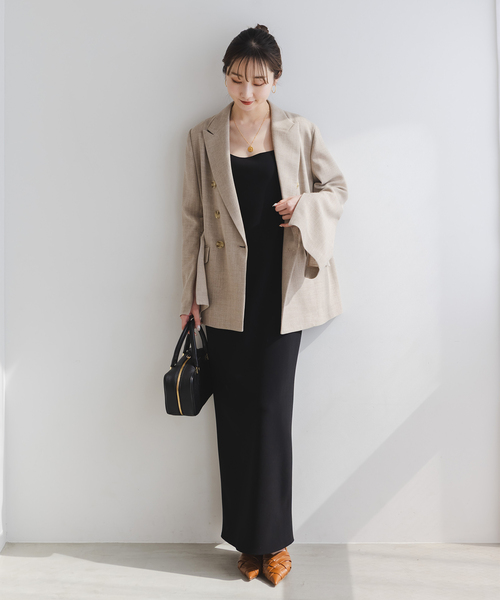 Noble ニットライクジョーゼット　2wayワンピース サイズ38 カーキ ノーブル NOBLE 《追加》ニットライクジョーゼット2way