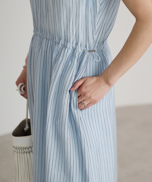 ウエストシェイプストライプワンピース【動画あり】（ワンピース