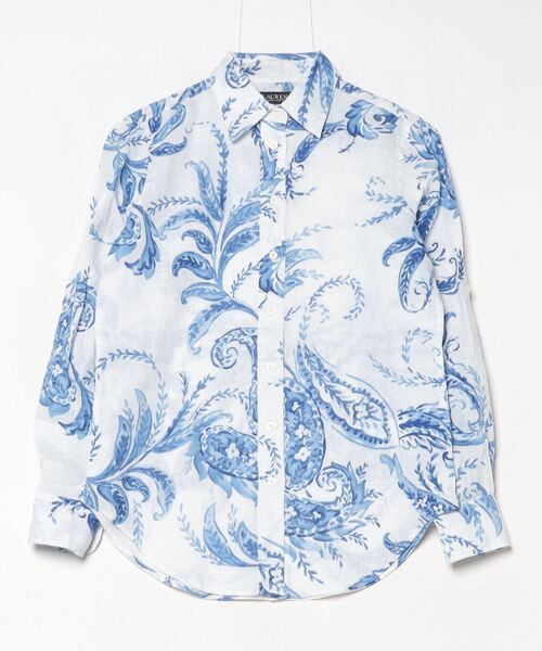 ローレン ラルフ ローレン LAUREN RALPH LAUREN リラックス フィット ペイズリー リネン シャツ （100ホワイト） リラックス フィット ペイズリー リネン シャツ（シャツ