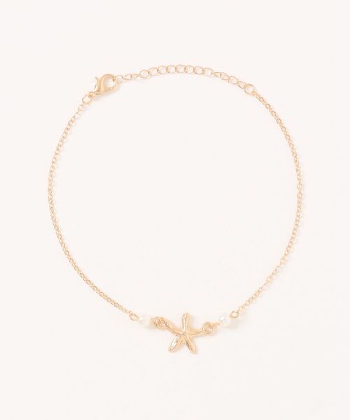 TONE SELECT GOODS（トーンセレクトグッズ）の「【float】ヒトデ×ミニパールビーズ デザイン シンプル アンクレット（アンクレット・レディース・ゴールド/シルバー・FREE）」の7枚目の写真