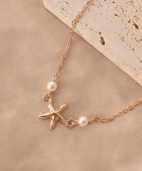 TONE SELECT GOODS（トーンセレクトグッズ）の「【float】ヒトデ×ミニパールビーズ デザイン シンプル アンクレット（アンクレット・レディース・ゴールド/シルバー・FREE）」の5枚目の写真