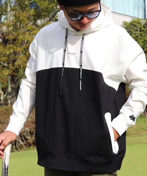 RM)【LUXE/R GOLF】ストレッチ ブロード バイカラー フード プル