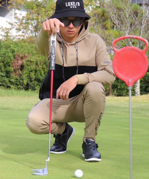 LUXE/R GOLF(ラグジュ ゴルフ)の「(RM)【LUXE/R GOLF】ストレッチ ブロード バイカラー フード プルオーバー シャツ(パーカー・メンズ・チャコールグレー×ブラック/ライトグレー系/ベージュ×ブラック/ホワイト×ブラック・XL/L/M)」の9枚目の写真