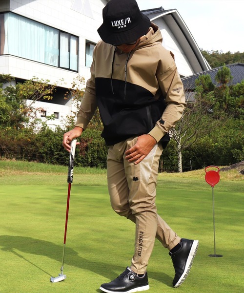LUXE/R GOLF(ラグジュ ゴルフ)の「(RM)【LUXE/R GOLF】ストレッチ ブロード バイカラー フード プルオーバー シャツ(パーカー・メンズ・チャコールグレー×ブラック/ライトグレー系/ベージュ×ブラック/ホワイト×ブラック・XL/L/M)」の12枚目の写真