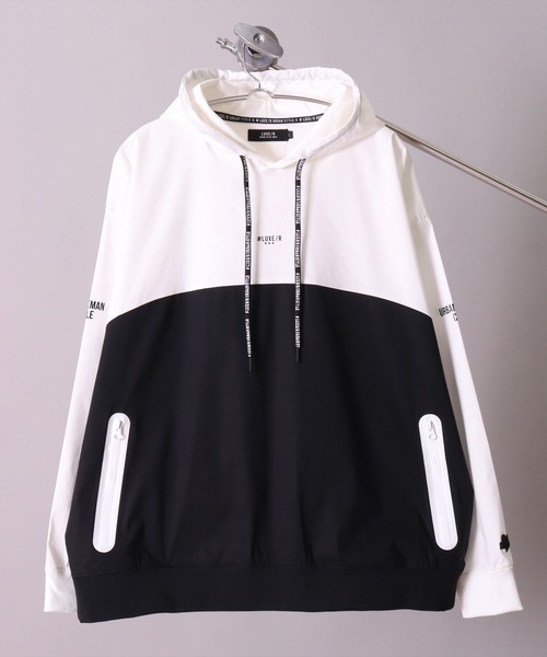 LUXE/R GOLF(ラグジュ ゴルフ)の「(RM)【LUXE/R GOLF】ストレッチ ブロード バイカラー フード プルオーバー シャツ(パーカー・メンズ・チャコールグレー×ブラック/ライトグレー系/ベージュ×ブラック/ホワイト×ブラック・XL/L/M)」の15枚目の写真