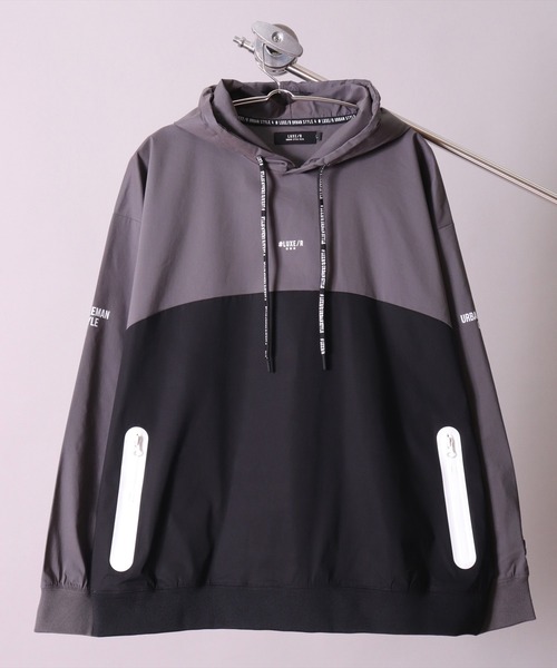 RM)【LUXE/R GOLF】ストレッチ ブロード バイカラー フード プル