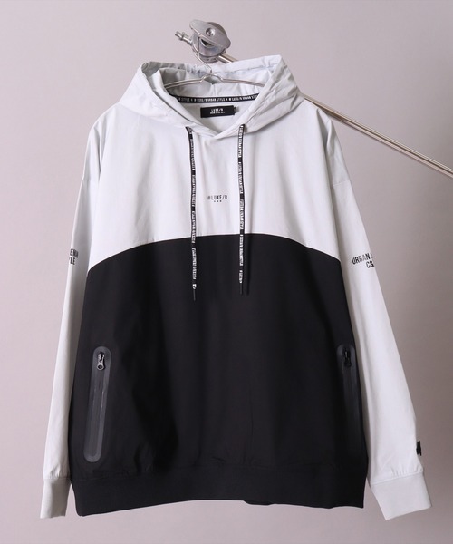 LUXE/R GOLF(ラグジュ ゴルフ)の「(RM)【LUXE/R GOLF】ストレッチ ブロード バイカラー フード プルオーバー シャツ(パーカー・メンズ・チャコールグレー×ブラック/ライトグレー系/ベージュ×ブラック/ホワイト×ブラック・XL/L/M)」の18枚目の写真