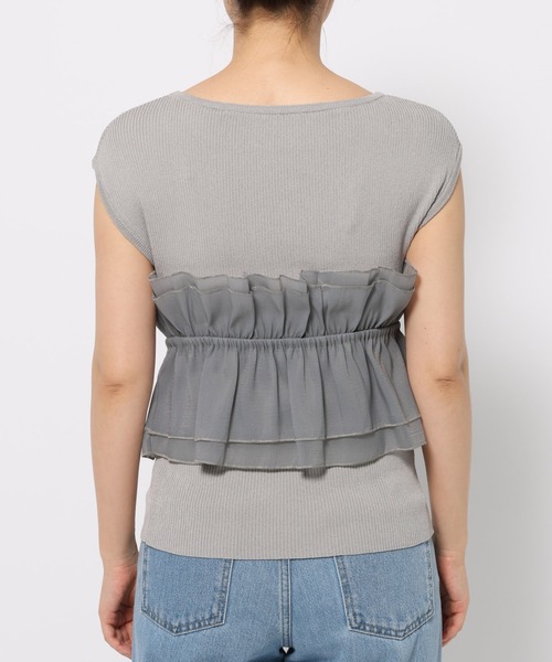 mysty woman（ミスティウーマン）の「異素材ビスチェニットプルオーバー  499611（ニット/セーター・レディース・グレー/アイボリー/ブラック・FREE）」の10枚目の写真