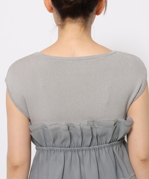 mysty woman（ミスティウーマン）の「異素材ビスチェニットプルオーバー  499611（ニット/セーター・レディース・グレー/アイボリー/ブラック・FREE）」の11枚目の写真