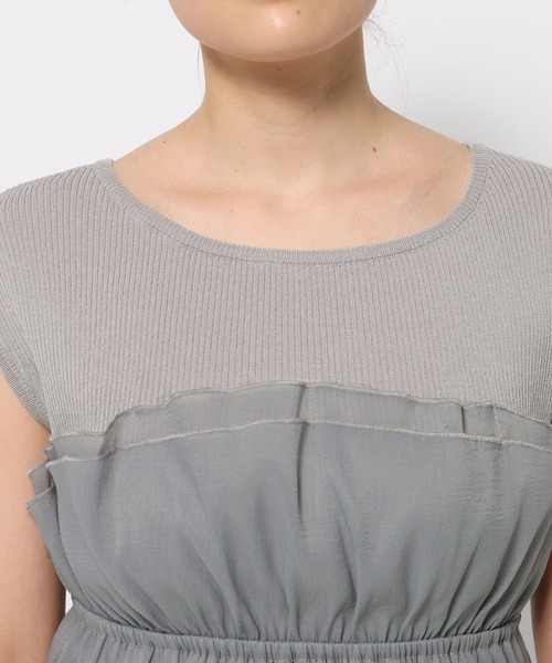 mysty woman（ミスティウーマン）の「異素材ビスチェニットプルオーバー  499611（ニット/セーター・レディース・グレー/アイボリー/ブラック・FREE）」の12枚目の写真
