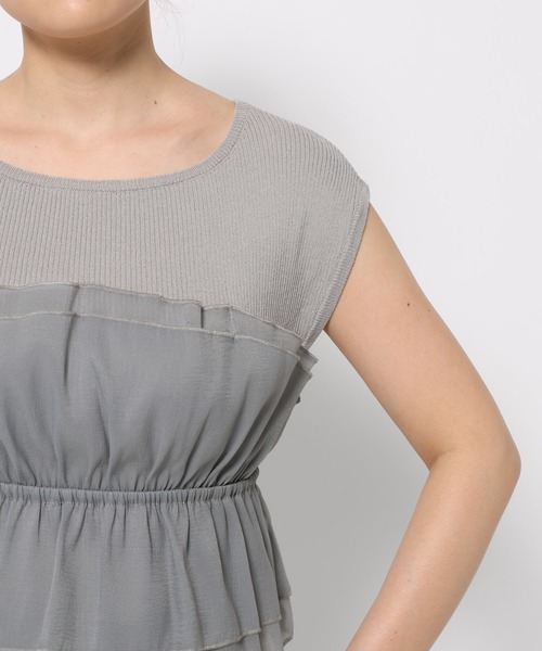 mysty woman（ミスティウーマン）の「異素材ビスチェニットプルオーバー  499611（ニット/セーター・レディース・グレー/アイボリー/ブラック・FREE）」の13枚目の写真