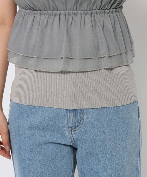 ニット セーター 異素材ビスチェニットプルオーバー  499611 レディース mysty woman ニット セーター 異素材ビスチェニットプルオーバー
