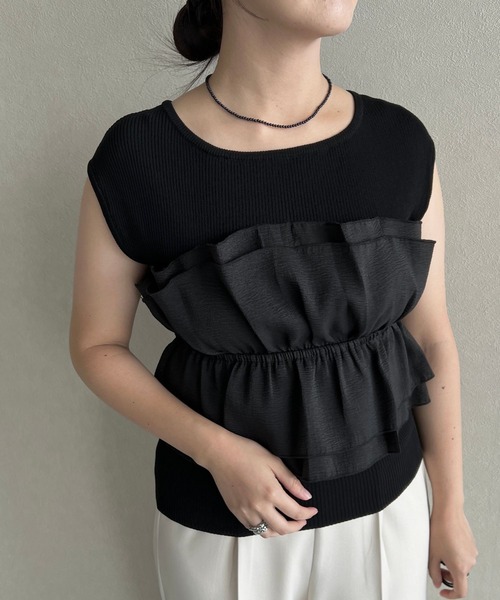 mysty woman（ミスティウーマン）の「異素材ビスチェニットプルオーバー  499611（ニット/セーター・レディース・グレー/アイボリー/ブラック・FREE）」の21枚目の写真