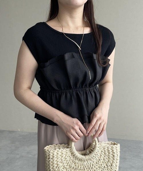 mysty woman（ミスティウーマン）の「異素材ビスチェニットプルオーバー  499611（ニット/セーター・レディース・グレー/アイボリー/ブラック・FREE）」の19枚目の写真