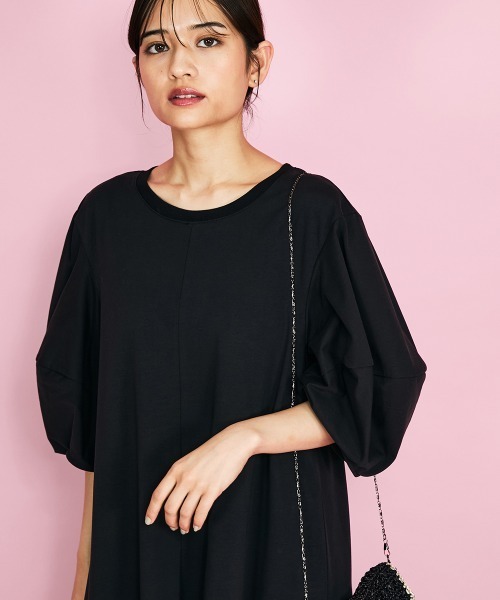 QUEENS COURT（クイーンズコート）の「ボリュームスリーブカットワンピース≪手洗い可能≫（ワンピース・レディース・ブラック/オフホワイト/パープル・M）」の20枚目の写真