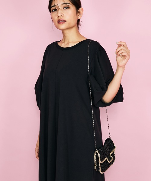 QUEENS COURT（クイーンズコート）の「ボリュームスリーブカットワンピース≪手洗い可能≫（ワンピース・レディース・ブラック/オフホワイト/パープル・M）」の19枚目の写真