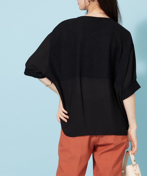 BELLUNA PLUS(ベルーナ)の「ネックレス付!異素材裾タックプルオーバー(Tシャツ/カットソー・レディース・ブラック/エメラルド/チャコール/カーキ・XL/2XL/M/L)」の10枚目の写真