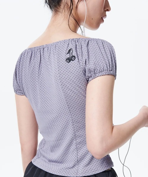 tシャツ A'GEM/9 × .kom 「runningHIGH/ランニングハイ」DOT SLIM TOP/ 水玉模様 スリム TOP レディース A'GEM/9 × .kom 『runningHIGH/ランニングハイ』DOT SLIM TOP