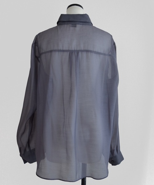 Marient（マリエント）の「シアーラインシャツ（シャツ/ブラウス・レディース・アイボリー/チャコール・FREE）」の21枚目の写真