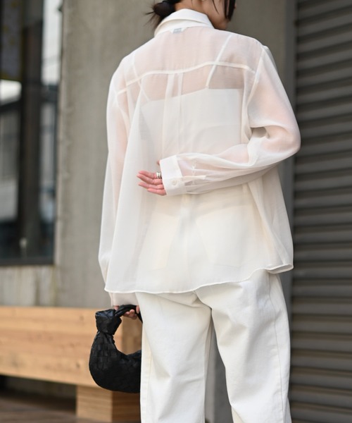 Marient（マリエント）の「シアーラインシャツ（シャツ/ブラウス・レディース・アイボリー/チャコール・FREE）」の18枚目の写真