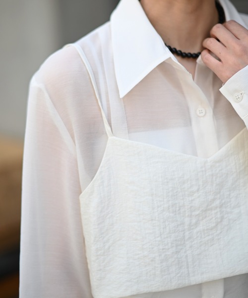 Marient（マリエント）の「シアーラインシャツ（シャツ/ブラウス・レディース・アイボリー/チャコール・FREE）」の17枚目の写真